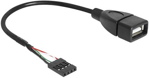 Delock USB-Kabel USB 2.0 Pfostenstecker 4pol., USB-A Buchse 0.20 m Schwarz UL-zertifiziert 83291