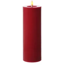 441 LED Kerze LINA Rustik Optik Echtwachskerze rot flackernd Timer H: 20cm D: 7cm