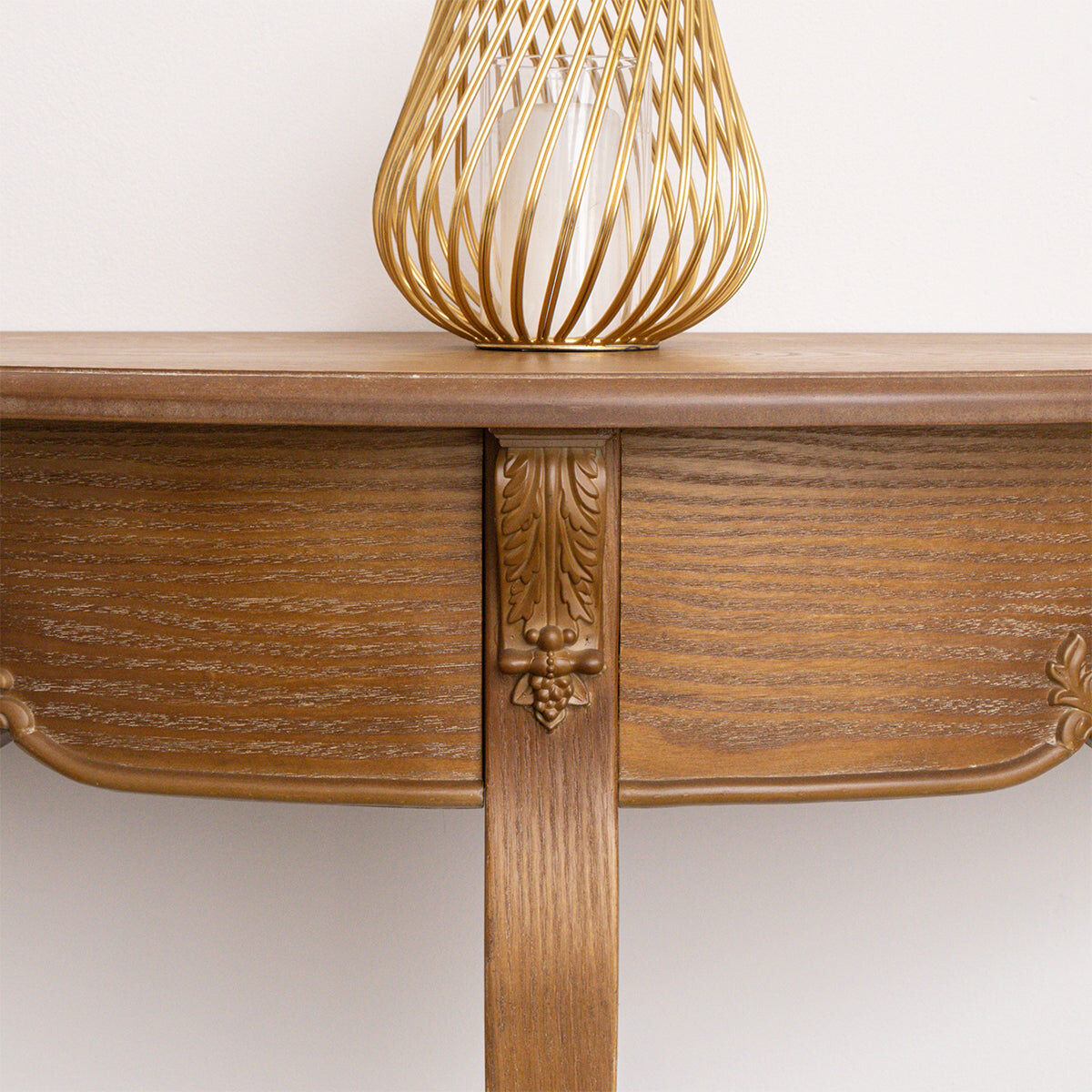 Wooden Half Moon Console Table - Pays Du Bois Range Wood, Metal