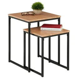 Relaxdays Beistelltisch 2er Set Hellbraun,Schwarz