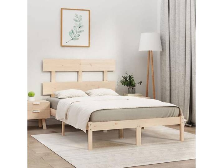 Lit Double Adulte Cadre de lit - SOLOMON - 120x190 cm bois massif JILL'S 33406