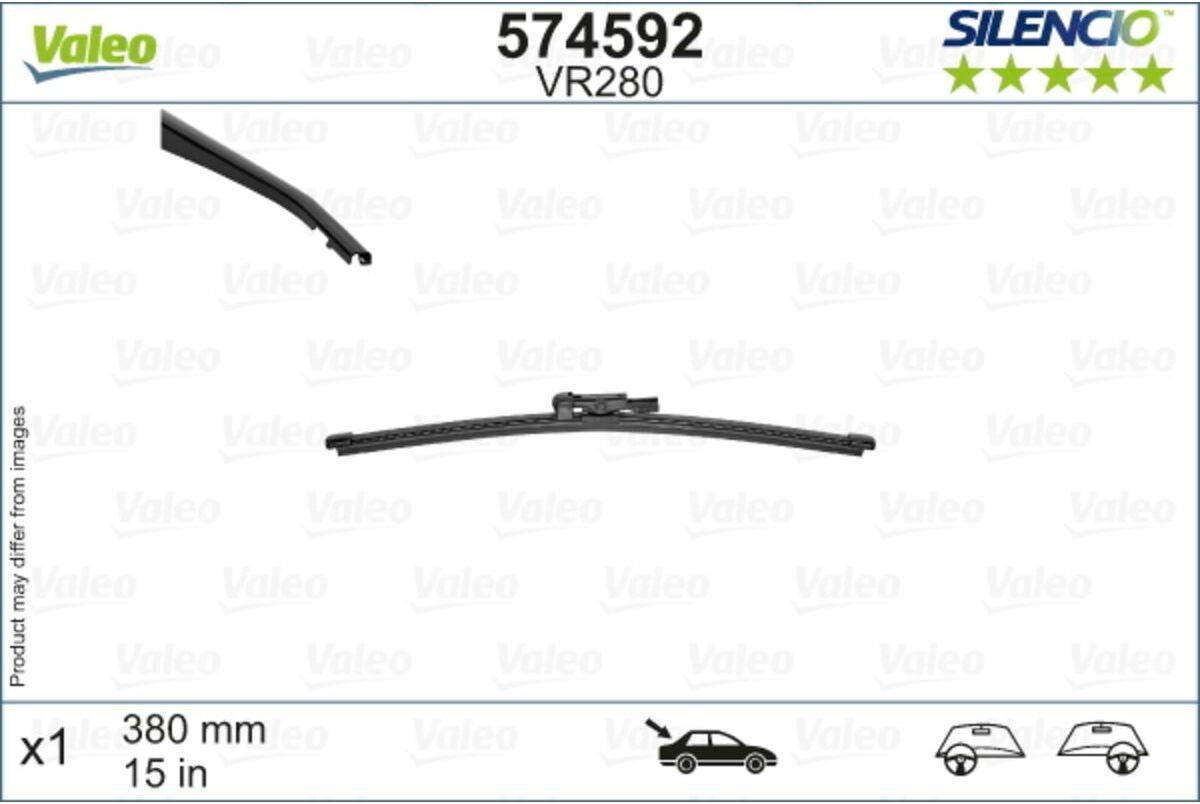 Wischblatt VALEO Silencio 574592, 380mm, Hinten, 1 Stück