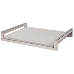 Wittkemper living Tablett Hairon reckteckig Fell Edelstahl vernickelt grau silber 44x35x7cm