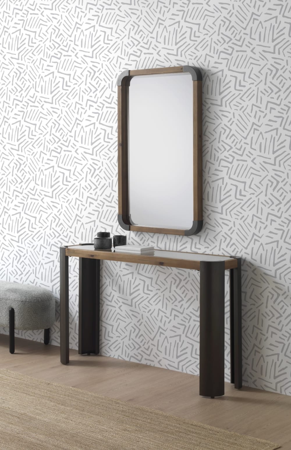 GEESE HOME Consola metálica con madera y cristal