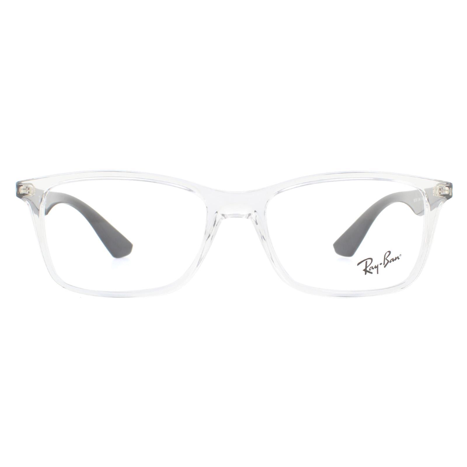 Ray-Ban Rechthoekige Transparante en Zwarte Unisex Vrouwen Brilbonnen