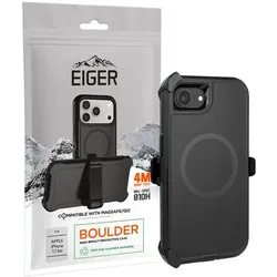 Eiger Outdoor-MagSafe Cover Boulder Case Magsafe black (Apple iPhone 16e, Apple iPhone 17e), Smartphone Hülle, Schwarz