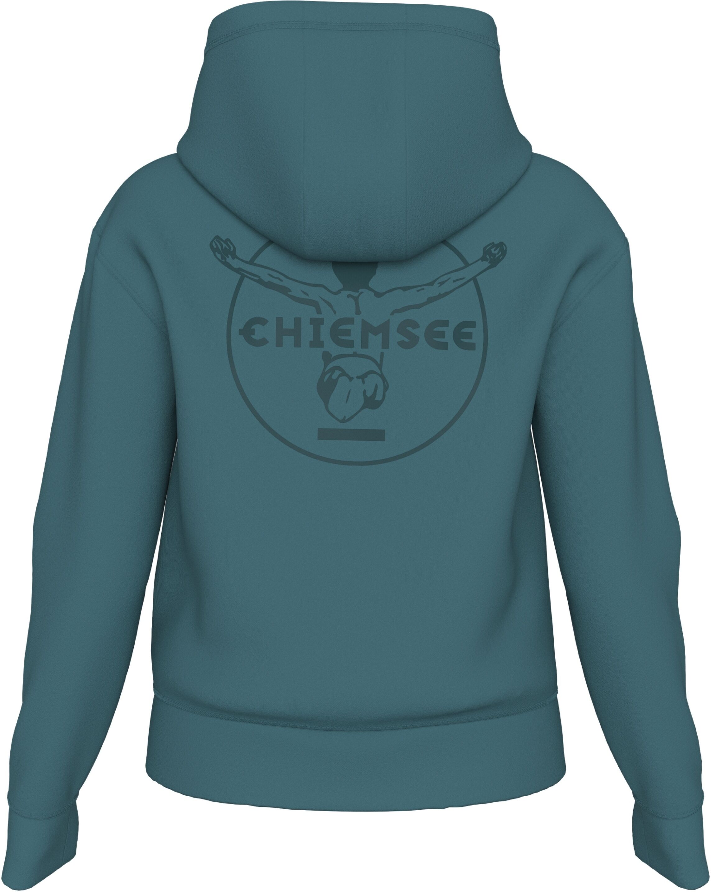 Kapuzensweatshirt CHIEMSEE, Mädchen, Gr. 158/164, blau (hydro), 80% Baumwolle, 20% Polyester, unifarben, regular fit, ohne Ausschnitt, Rippbündchen, Sweatshirts Kapuzensweatshirt, - mit großem, tonalen Logo Rubber Print