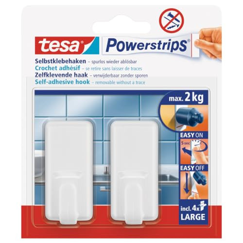 tesa Powerstrips Haken Large CLASSIC - Wit - Draagvermogen 2 kg