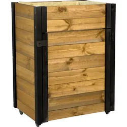 dobar Rollbarer Gartenschrank mit Pflanzkasten inkl. Schafswolle, Gr. L - Braun/Schwarz