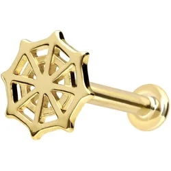 14 Karat Gold Labret mit Innengewinde SPINNENNETZ