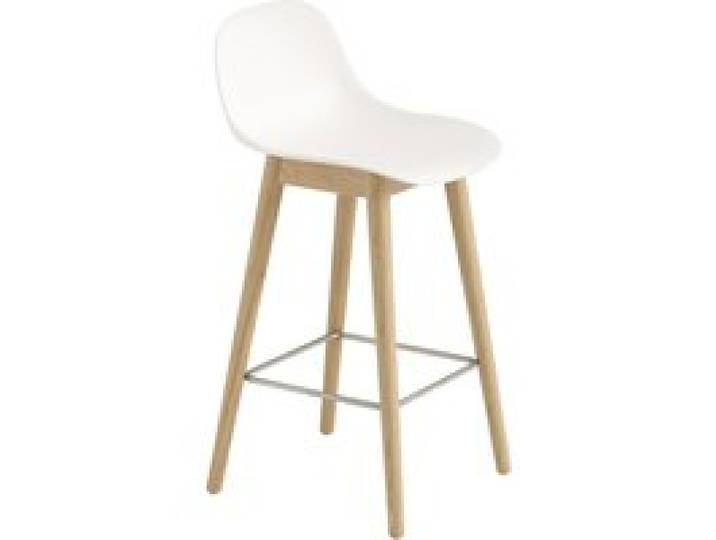 Muuto - Fiber Barhocker mit Rückenlehne Holzgestell