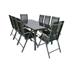 Gartenmöbel 9er-Set   ¦ schwarz ¦ Maße (cm): B: 190 H: 73