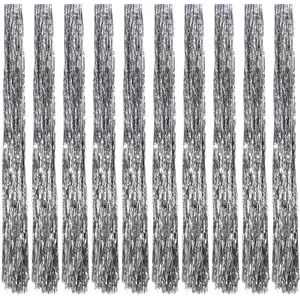 Oblique-Unique Lametta 351, glatt, silber, Streifen, aus Kunststoff, 100 cm, 10 Stück