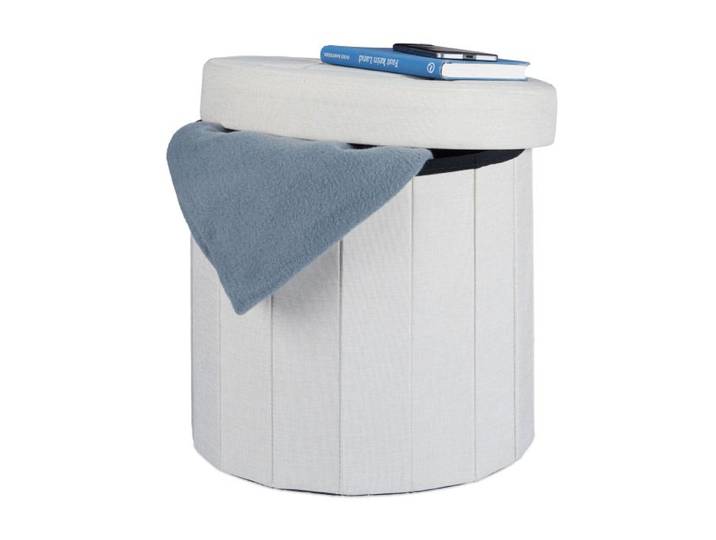 Relaxdays Tabouret avec rangement pouf rond