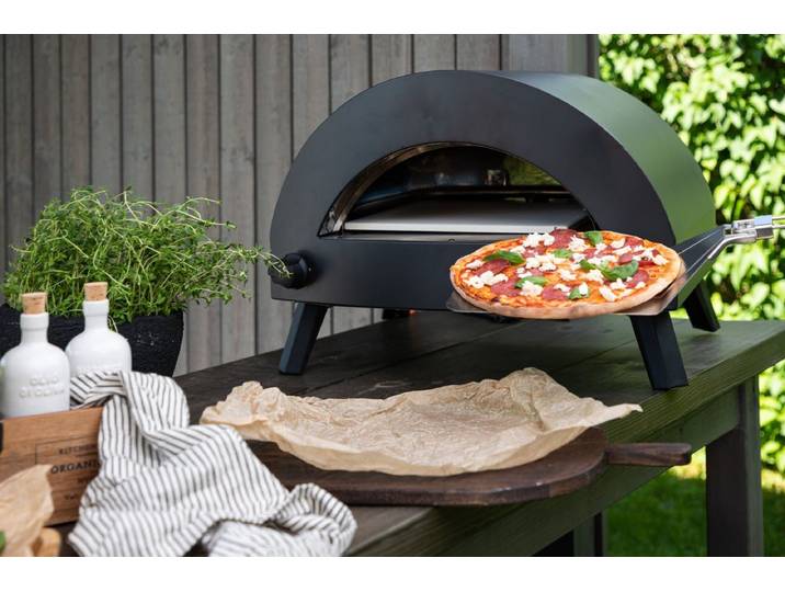 Pizzaofen Livorno - aus Stahl, Edelstahl und Keramik in Schwarz - Schwarz - Luxusbetten24