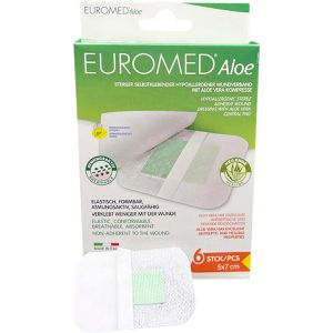 Holthaus Pflaster Euromed Aloe, 6 Strips, sensitiv, steril, elastisch, atmungsaktiv, 7 x 5cm