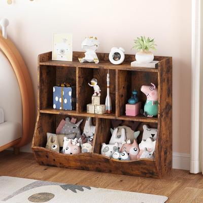 Garvee Wooden Kids Bookshelf & Toy Storage, Children Bookcase w/ 5 Compartments