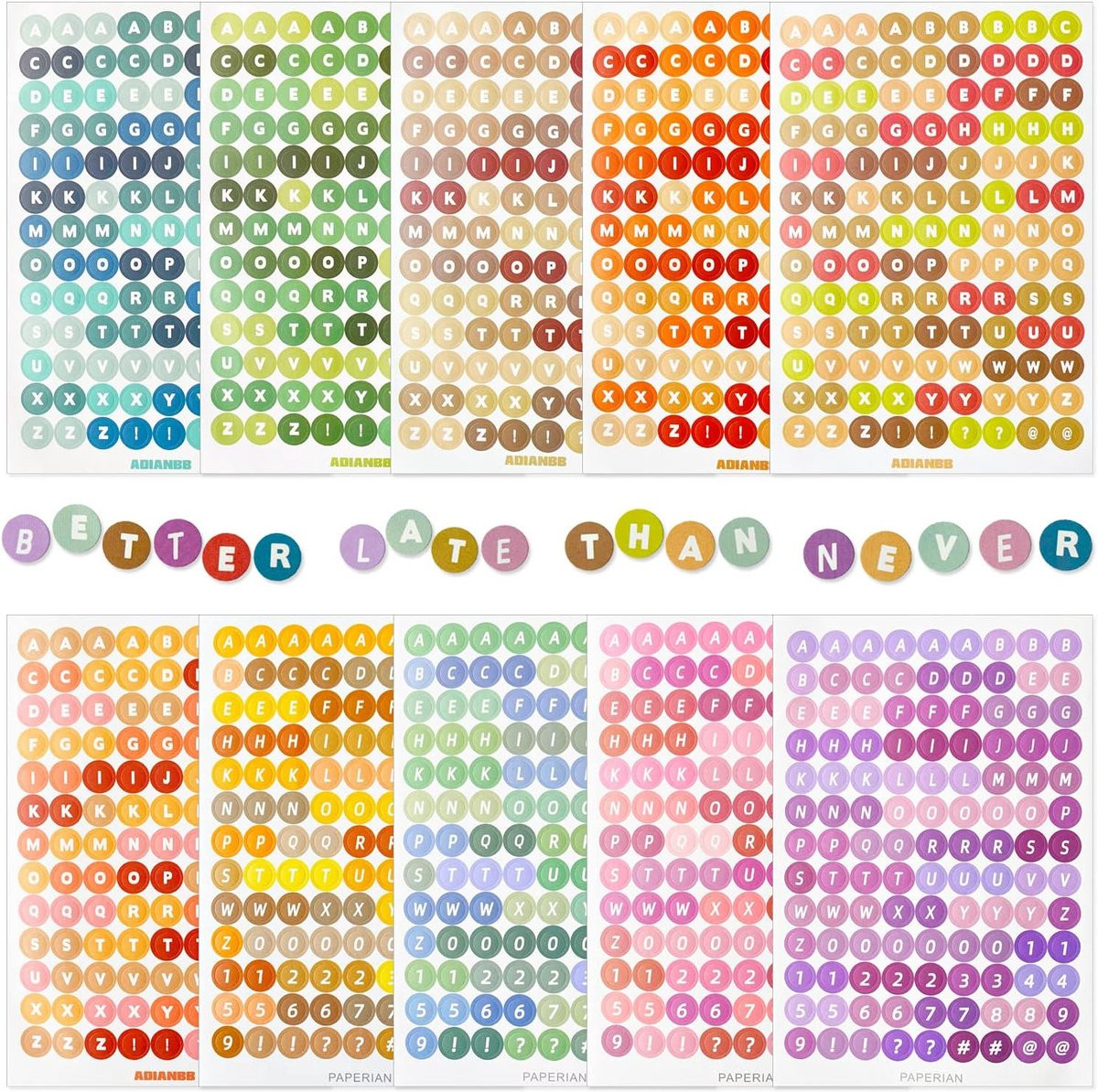 Alfabet Stickers - 10 vellen kleurrijke zelfklevende letterstickers voor decoratie en ambachten