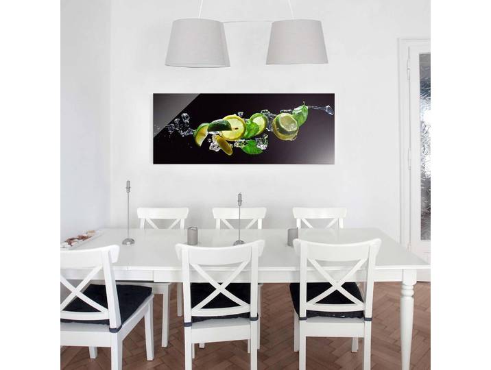 Tableau en verre Mojito Matériau : Verre Motif : Avec motif Motif : Nourriture & boissons Type de verre : Verre de sécurité Noir 125 x 50cm