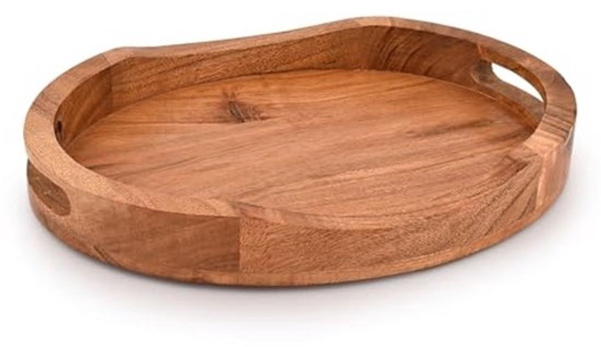 Groot ovaal dienblad van acaciahout met handvat