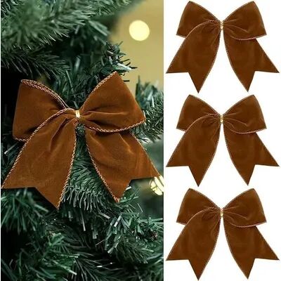 Multicon Wholesale Hub Retro Velvet Bowknot, Christmas Velvet Bow Pendant, Xmas Tree Hanging Ornament, Merry Christmas Decor, Happy New Year 1pc C