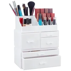 Relaxdays Acryl Make Up Organizer mit 21 Fächern Weiß