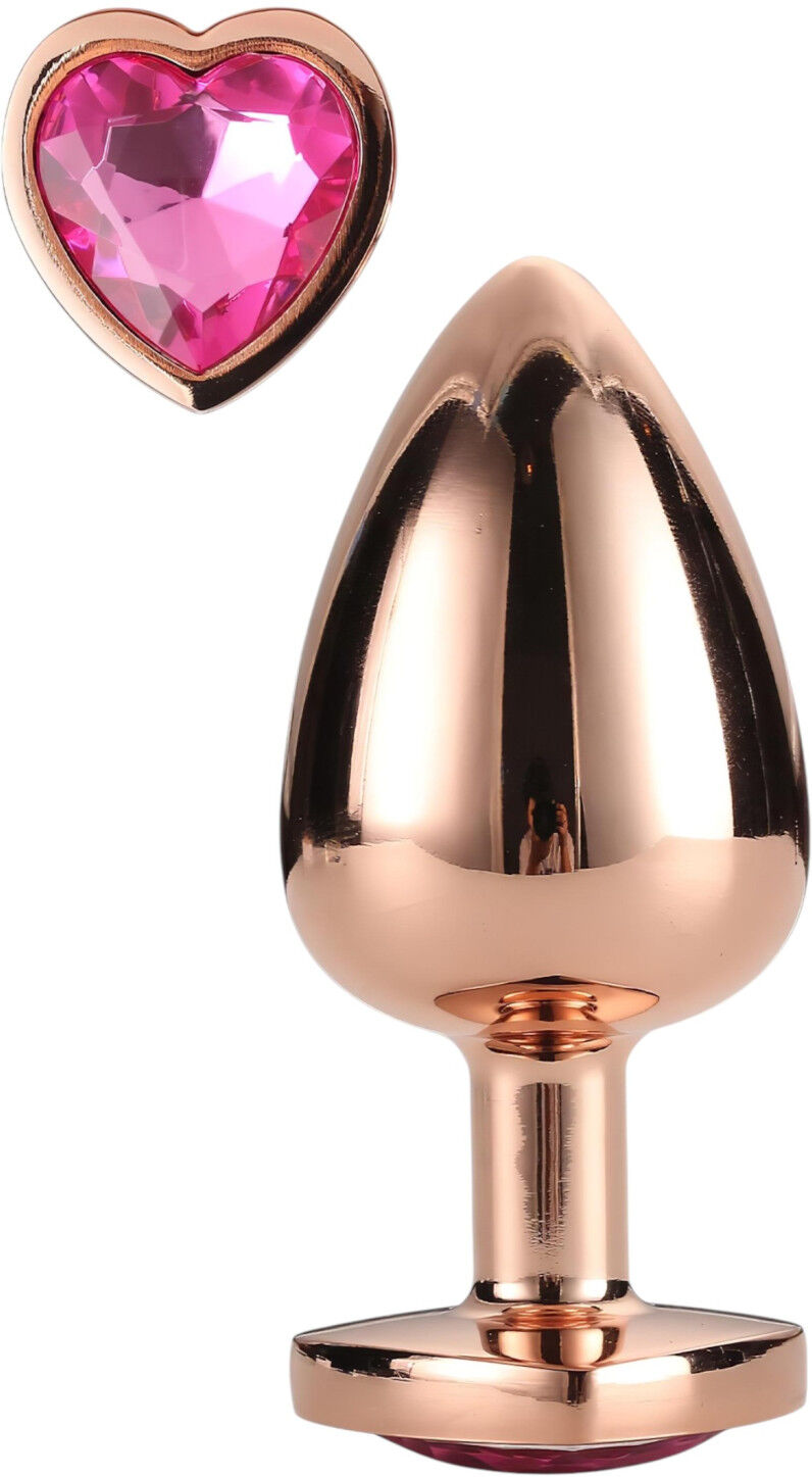 Dream Toys Gleaming Love - Aluminum Plug with Heart Stone - M (Rose Gold)