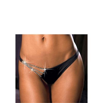 String LASCANA, Damen, Gr. 44/46, Microtouch, schwarz, Microtouch, Obermaterial: 90% Polyamid, 10% Elasthan, bequem, Unterhosen String, mit Strassdetail
