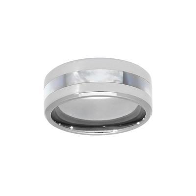 Fingerring TITANIA "Titanring" Gr. 53, silber (perlmuttfarben), Fingerringe, Damen, 17, Titan, Fingerring, mit Perlmutt