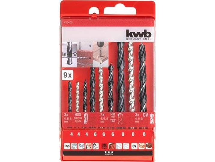 KWB - Borenset HSS Steen - Metaal en Hout 3-4-5-6-8mm - 9-delig
