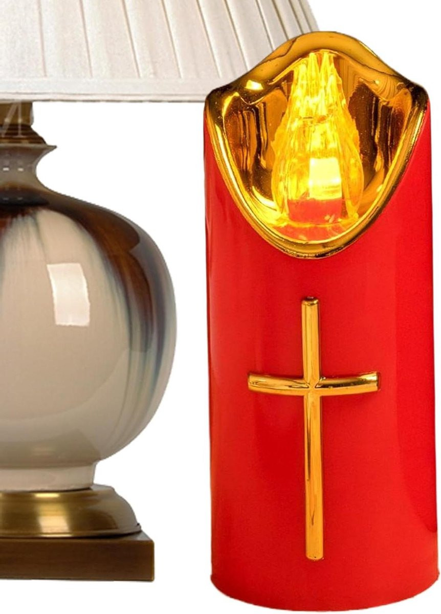 Rode Vlamloze LED Kaarsen voor Herdenking en Graflicht - 5x12,5 cm