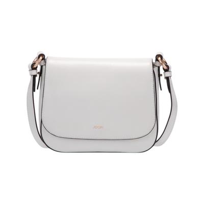 Schultertasche JOOP "sofisticato 1.0 esmera shoulderbag shf", Damen, Gr. B/H/T: 22cm x 17cm x 6cm, weiß (sanftes weiß), Rindsleder, Taschen Schultertasche, aus Rindsleder, mit verstellbarem Schulterriemen, Querformat