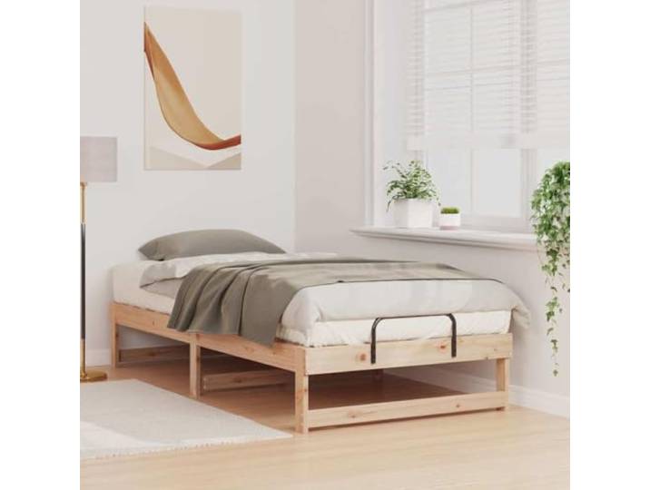 KTHLBRH Bettgestell Kiefer massiv 90 x 200 cm braun Stabile Plattform, modernes Design, Verwendung im Innenbereich, Montage erforderlich