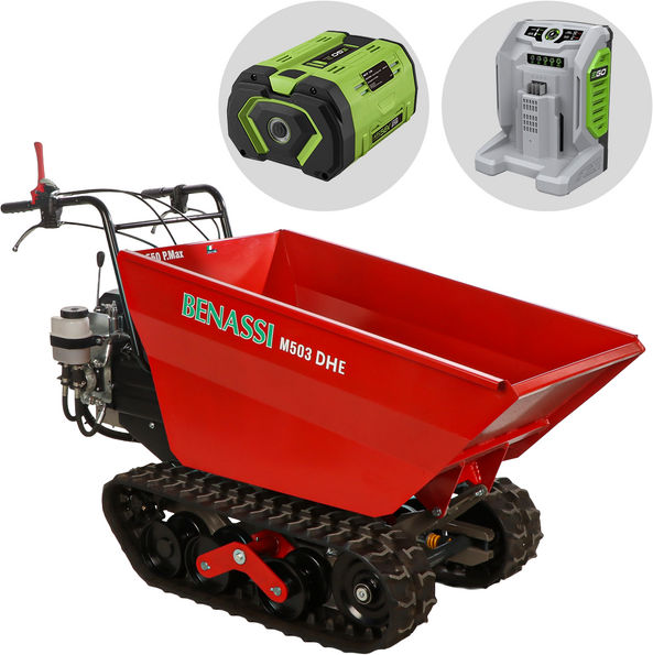 Benassi M503E DH - Akku-Raupendumper mit EGO-Motor - 56V 12Ah - mit hydraulischem Kippsystem