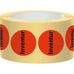 Aufkleber I Markierungspunkt Inventur, hellrot, Haftpapier, ablösbar, Ø 37mm, 500/Rolle