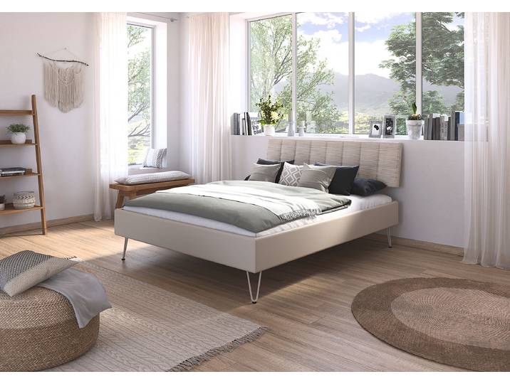 Cadre de lit Mavi - velours 160 x 200cm Velours côtelé Beige/Cachemire