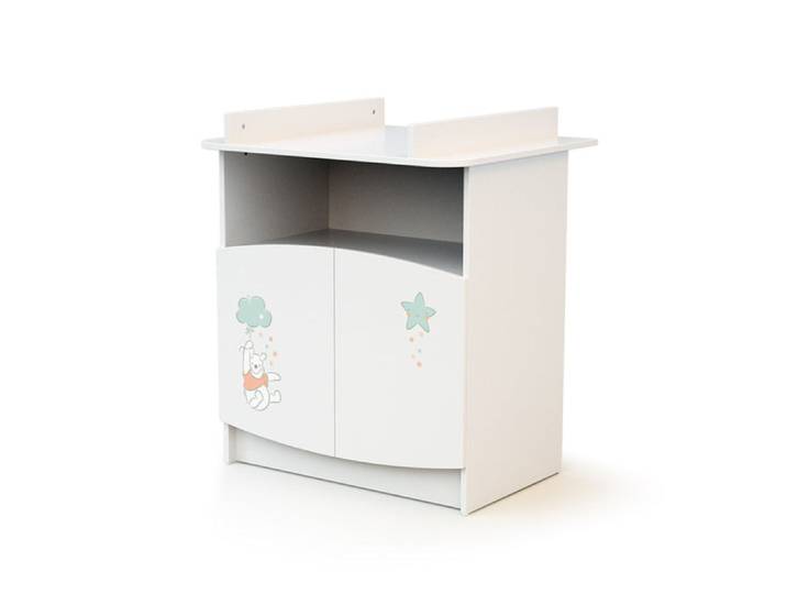 Commode 2 portes avec plan à langer AT4 Disney Up in the Sky Winnie Blanc