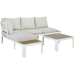 No Name, Gartenlounge, Ecksofa-Gartenmöbelset – Aluminium – 4 Personen – OLANA – Weiss und Beige