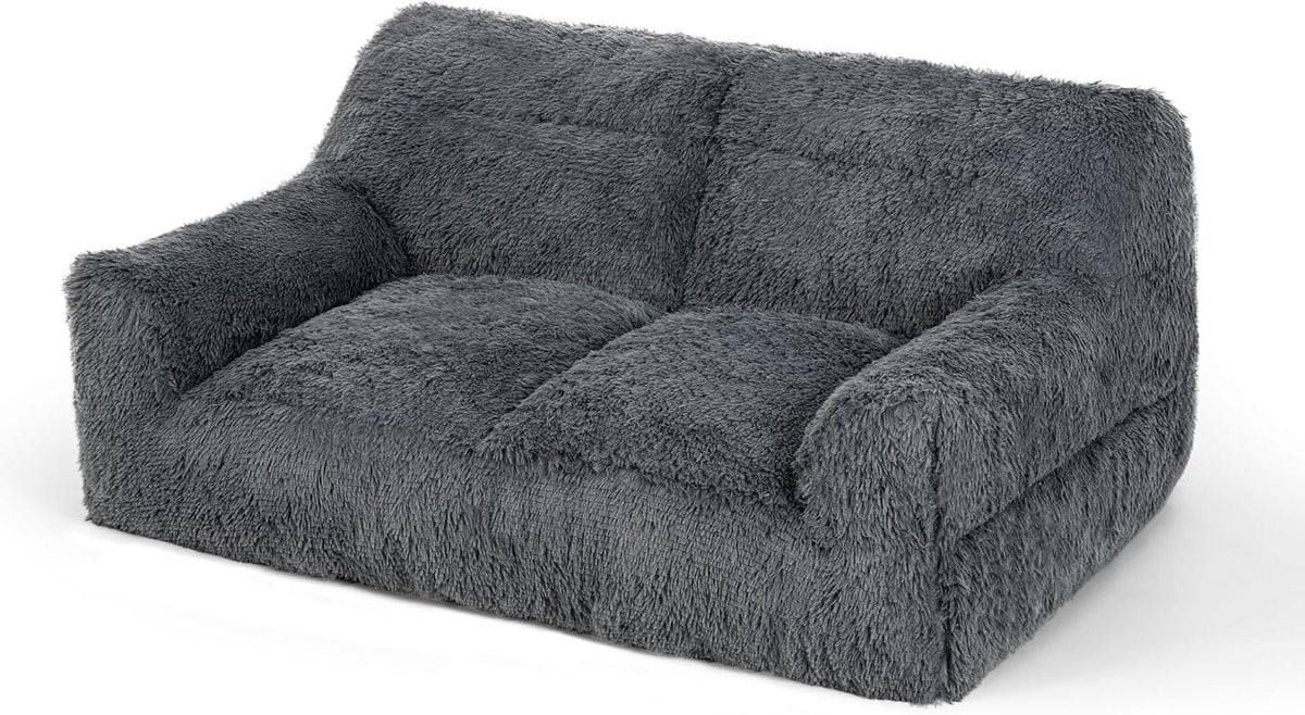 Grote Pluizige Zitzak XX-Large Grijs - Comfortabele Bonenstoel voor Volwassenen