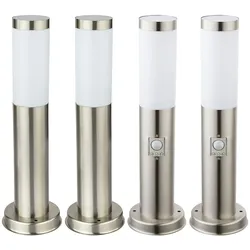 4er Set Steh Leuchten Außen Weg Beleuchtungen Edelstahl Stand Lampen Bewegungsmelder IP44 E27