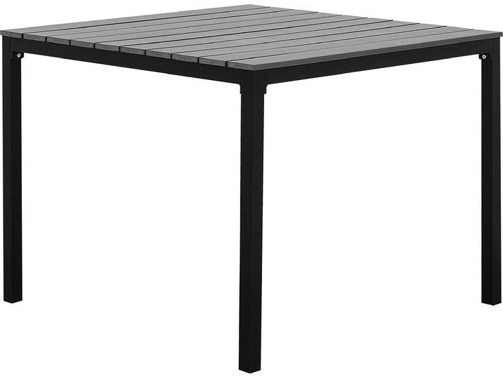 BELIANI Gartentisch Grau und Schwarz Aluminium Kunstholz Quadratisch 95 x 95 cm für 4 Personen Modern Balkon Terrasse Outdoor Garten Ausstattung