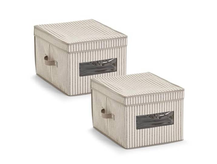 ZELLER PRESENT SCHÖNER LEBEN. PRAKTISCH WOHNEN. Aufbewahrungsboxen m. Deckel 'Stripes', 2er Set