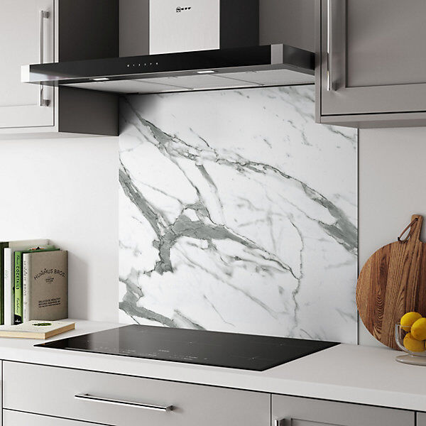 Wilsonart White Marble Aluminium  Kitchen Splashback White/Grey 80 cm x 90 cm