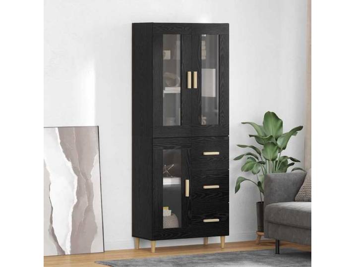 Moderne Haut Armoire - Commode/Buffet Haut contemporain - Montage mural 2 pcs Chêne noir Bois d'ingénierie@FR(334930）