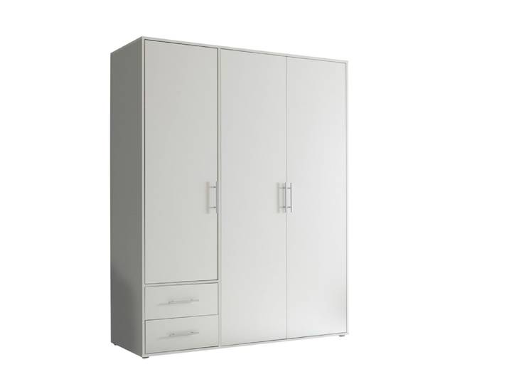 Pol Power Valencia Kleiderschrank Laminat 3 Türen 155x195x60 cm, modernes Design, verstellbare Böden, 4 Ablagefächer, 2 Schubfächer