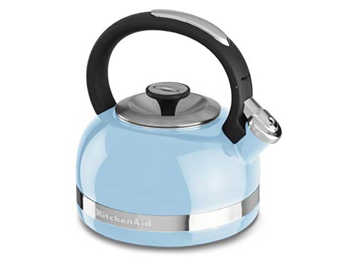 KitchenAid Wasserkocher mit Griff und Zierband für den Herd, 2 l, Cameo-Blau