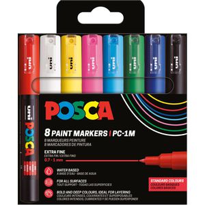 Posca Acrylstifte PC-1MC, Pigmentmarker, sortiert, Rundspitze, 8 Stück