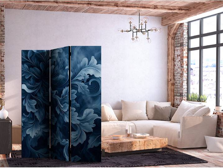 Paravent acoustique ornements abstraits Autres Bleu 135 x 172cm
