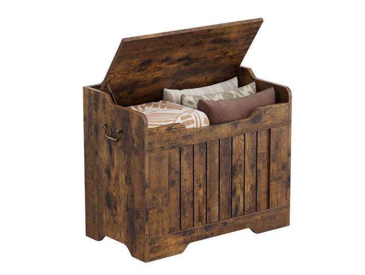 Banc rangement bois rustique salon 63cm