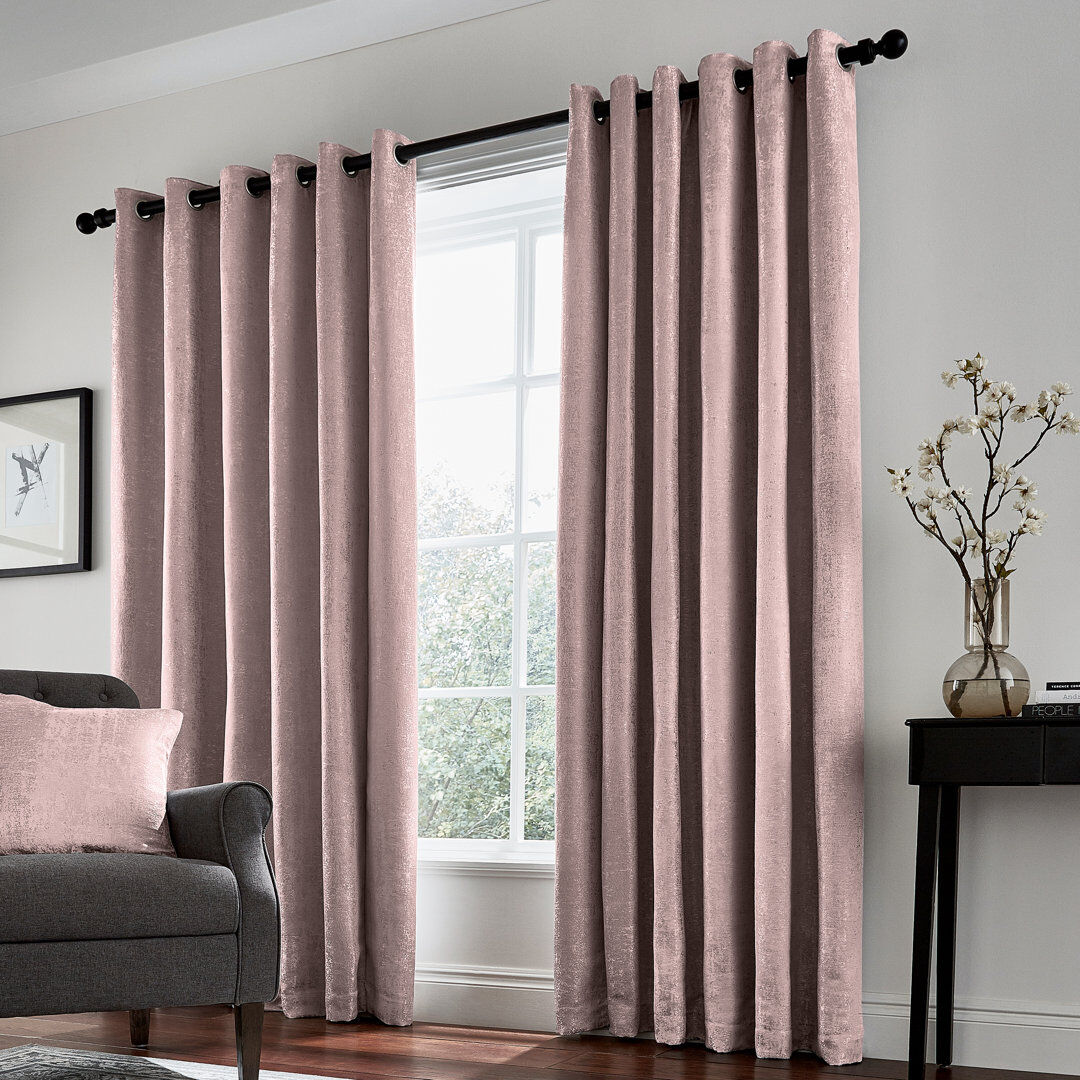 Helena Springfield Roma Eyelet Room Darkening Curtains Rose 167cm Width x 137cm Drop